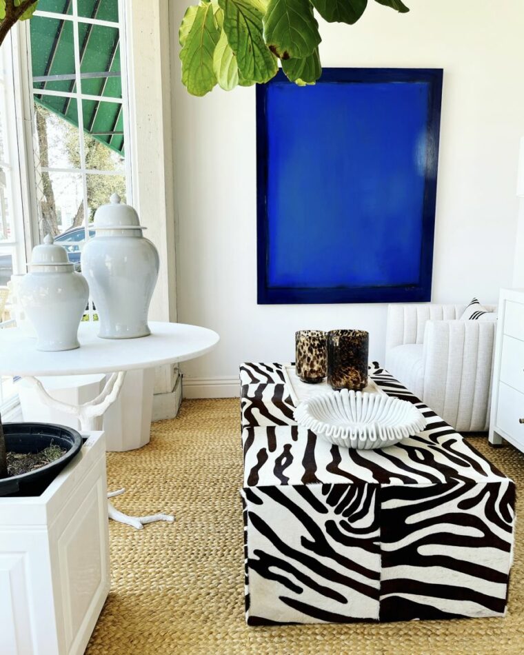 Faux Zebra Leather Waterfall Coffee Table - Image 6