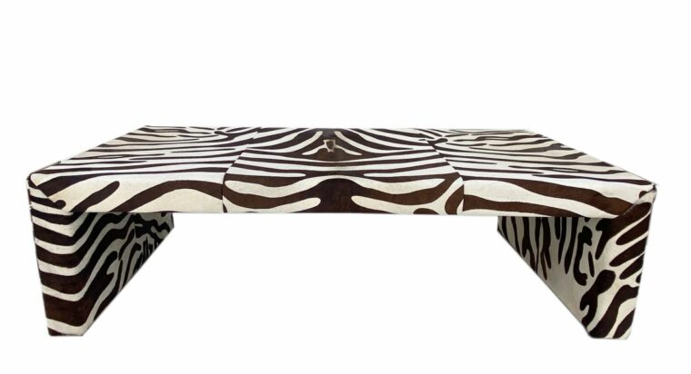 Faux Zebra Leather Waterfall Coffee Table - Image 4