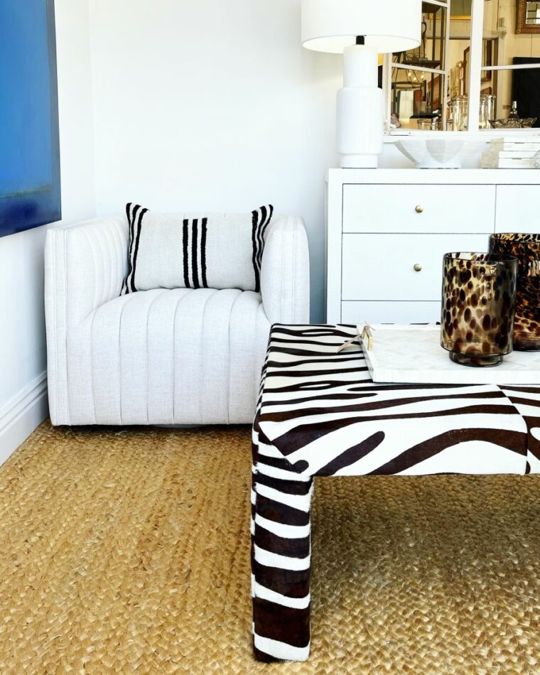 Faux Zebra Leather Waterfall Coffee Table - Image 5