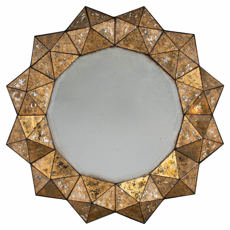 Gold Diamond Cut Antiqued Mirror