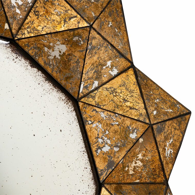 Gold Diamond Cut Antiqued Mirror