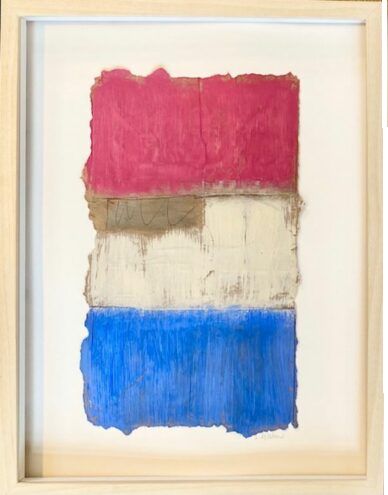 Colorblock Collage Rouge, Mocha, French Blue I Original Art