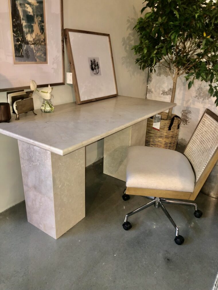 Sculptural Cream Marble Desk or Console - Image 10