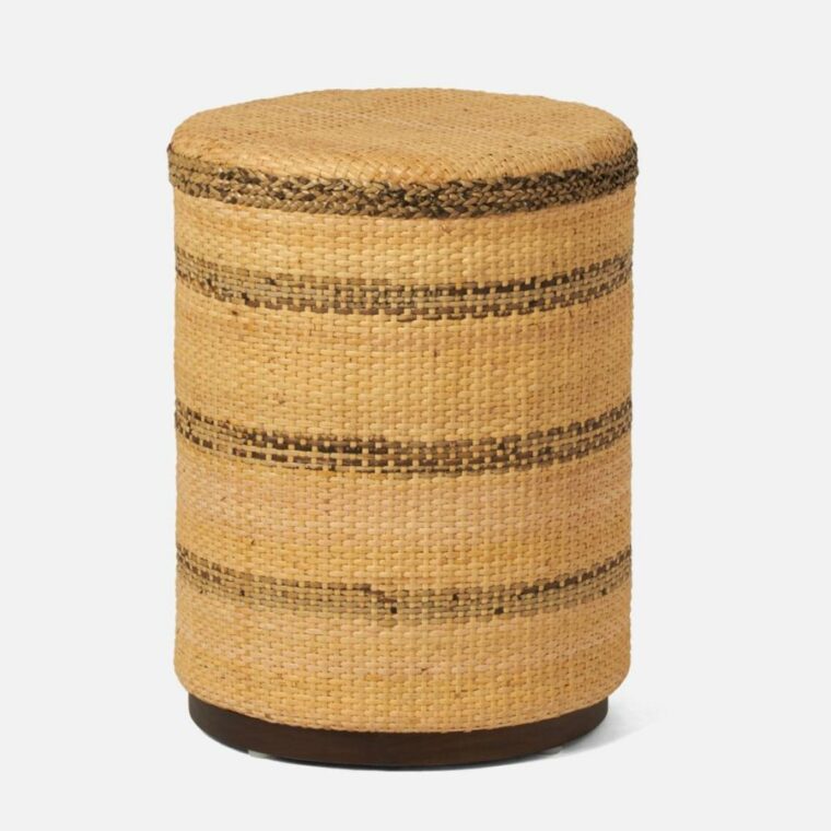 Joel Striped Rattan Stool