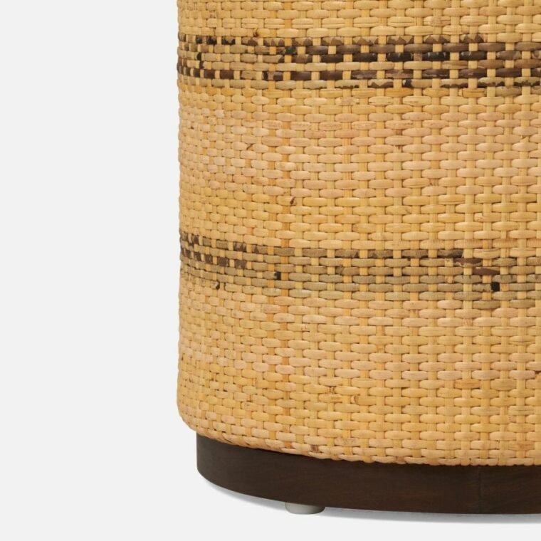 Joel Striped Rattan Stool - Image 3