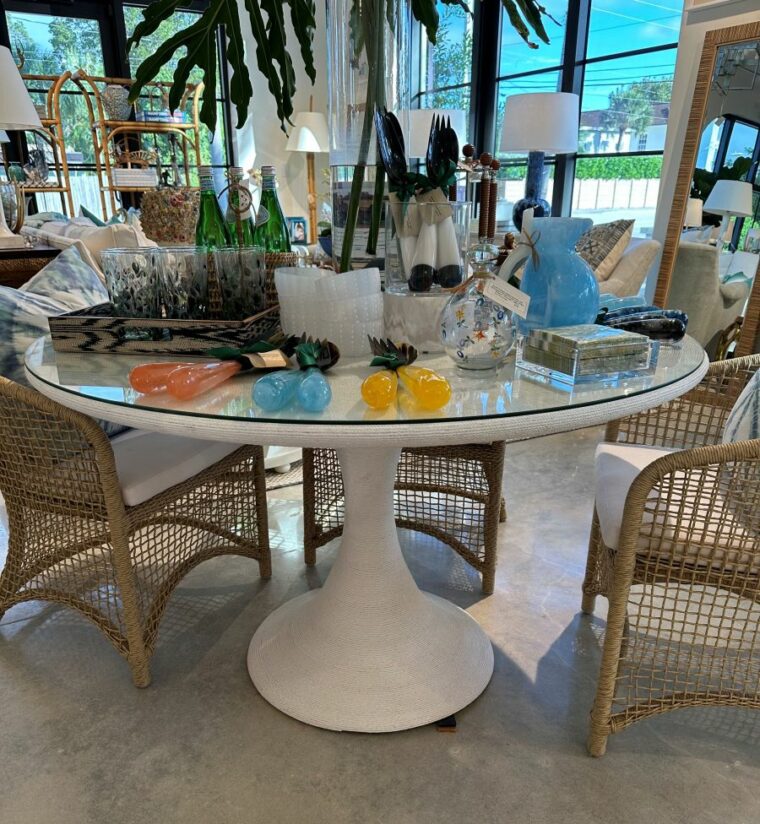 Large Twisted Rattan Tulip Style Dining Table
