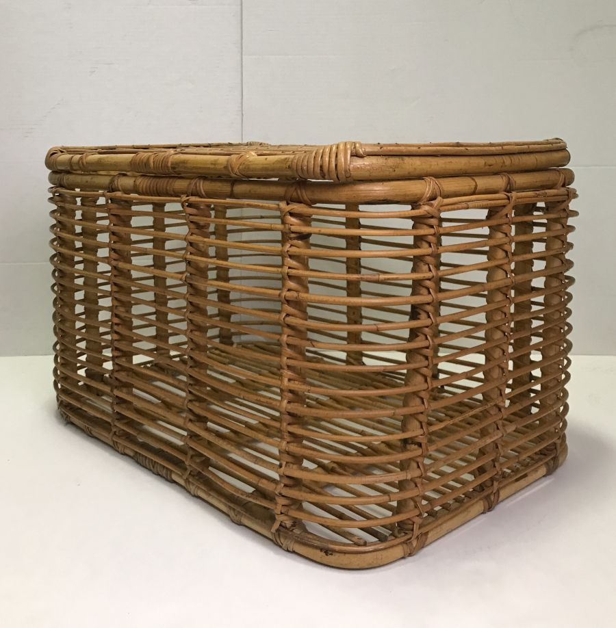 Vintage Open Rattan Storage Trunk Mecox Gardens