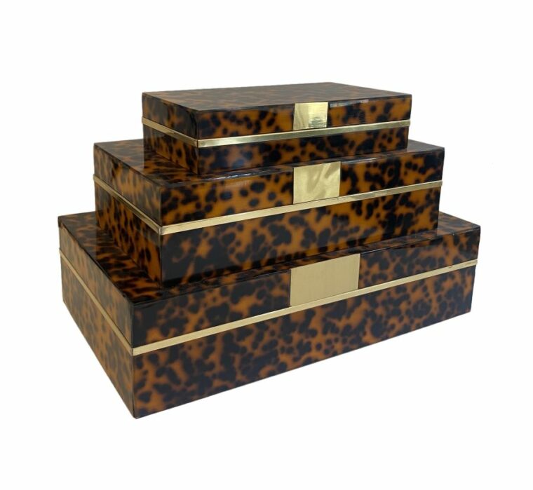 Faux Tortoise Boxes with Brass Square