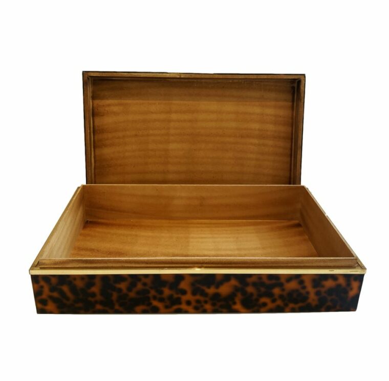 Faux Tortoise Boxes with Brass Square - Image 3