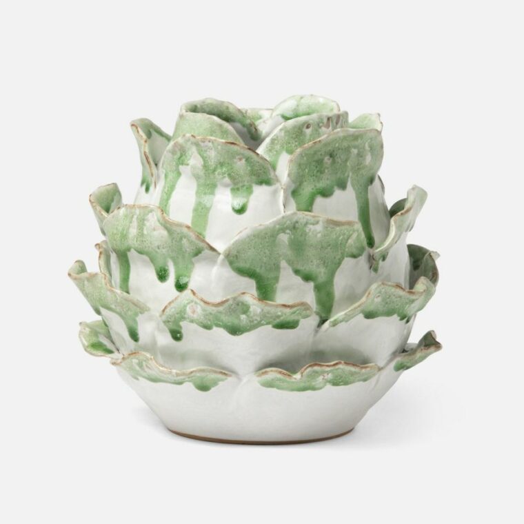Green and White Cabbage Rose Vases - Image 4
