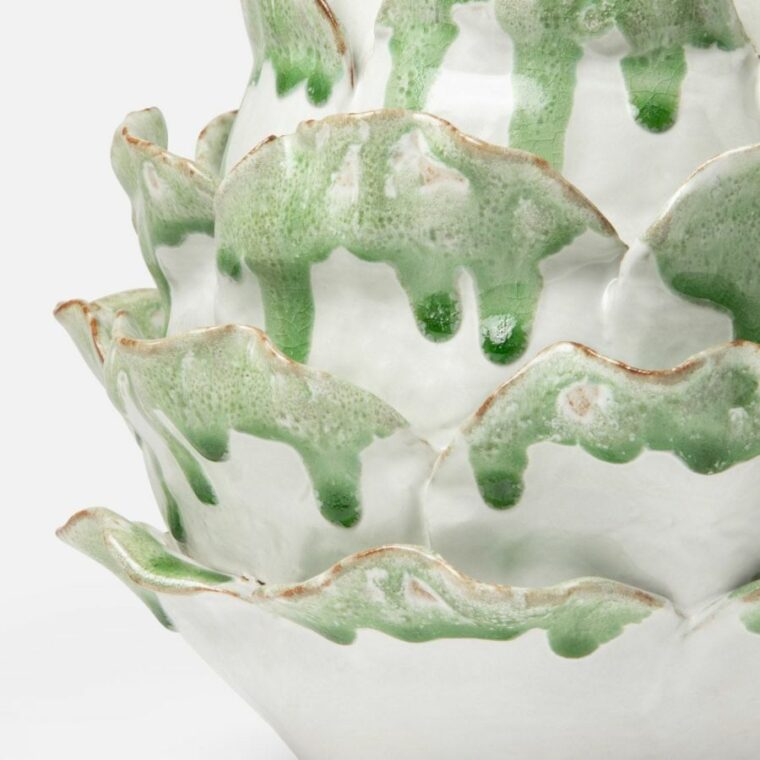 Green and White Cabbage Rose Vases - Image 7