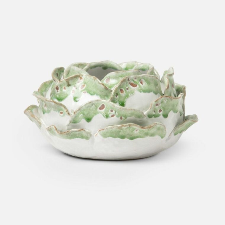 Green and White Cabbage Rose Vases - Image 8
