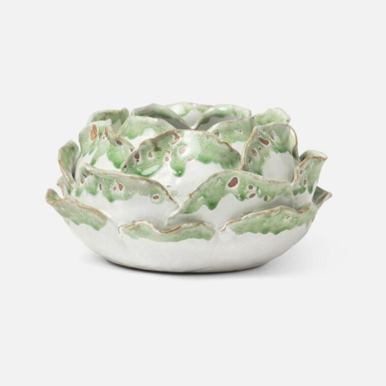 Green and White Cabbage Rose Vases - Image 9