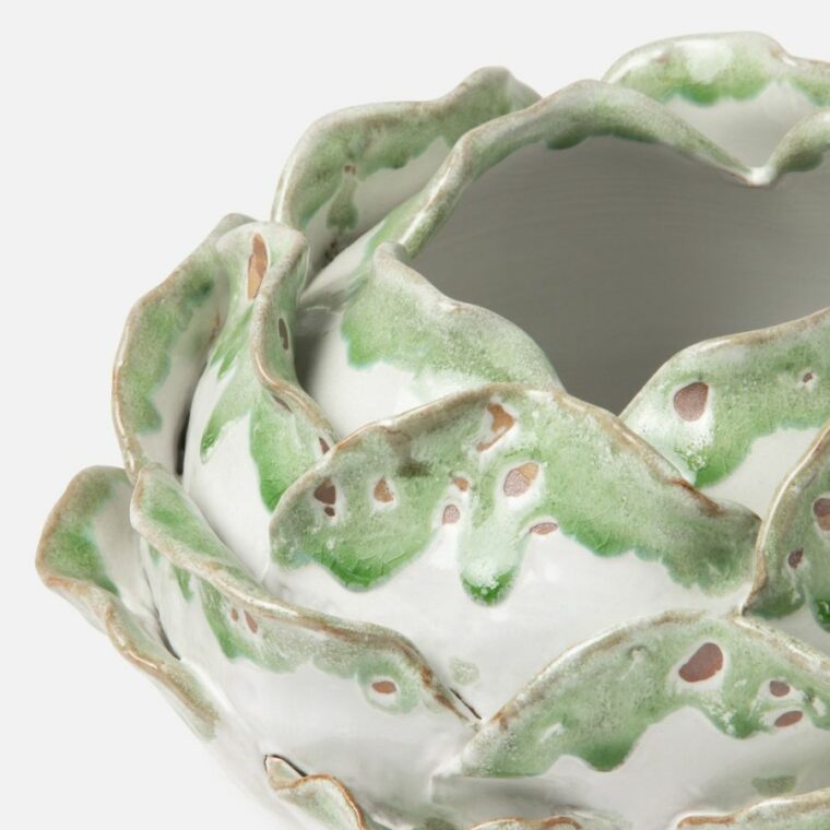 Green and White Cabbage Rose Vases - Image 10