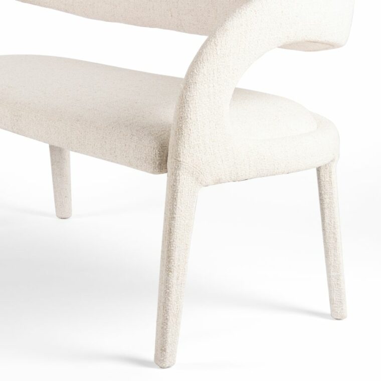 Curved Off White Dining Bench - Image 5