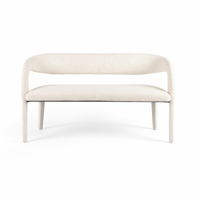 Curved Off White Dining Bench - Image 2