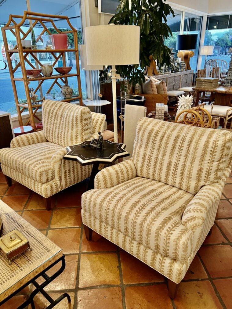 Amherst Chair in Natural Leaf Print Upholstery - Image 6