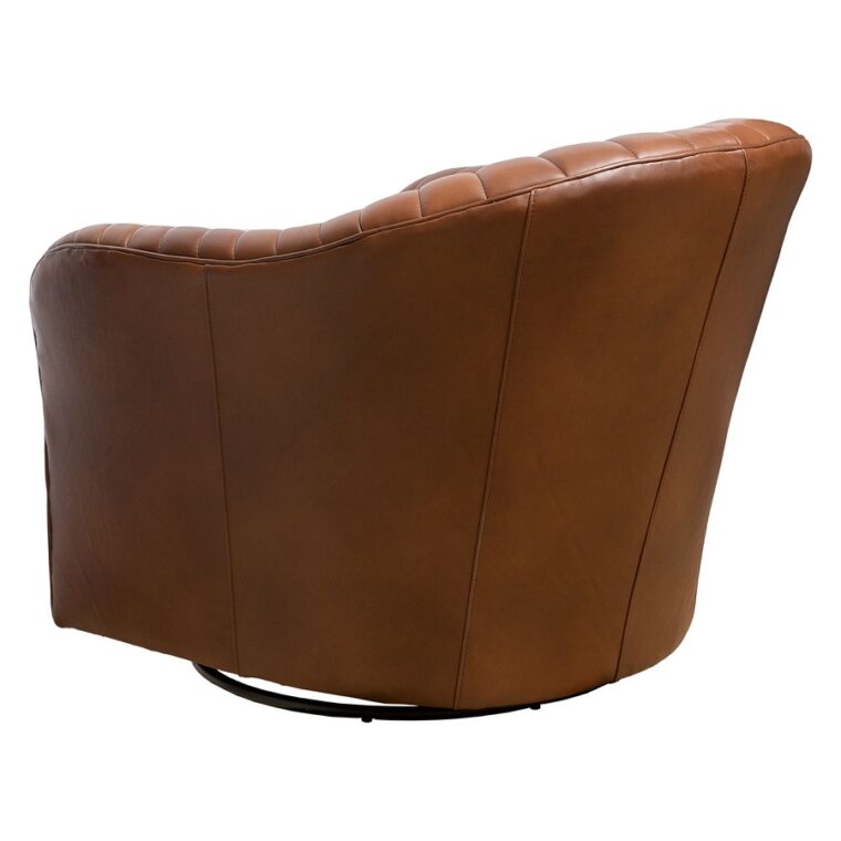 Liam Chaneled Toffee Leather Swivel Chair - Image 4