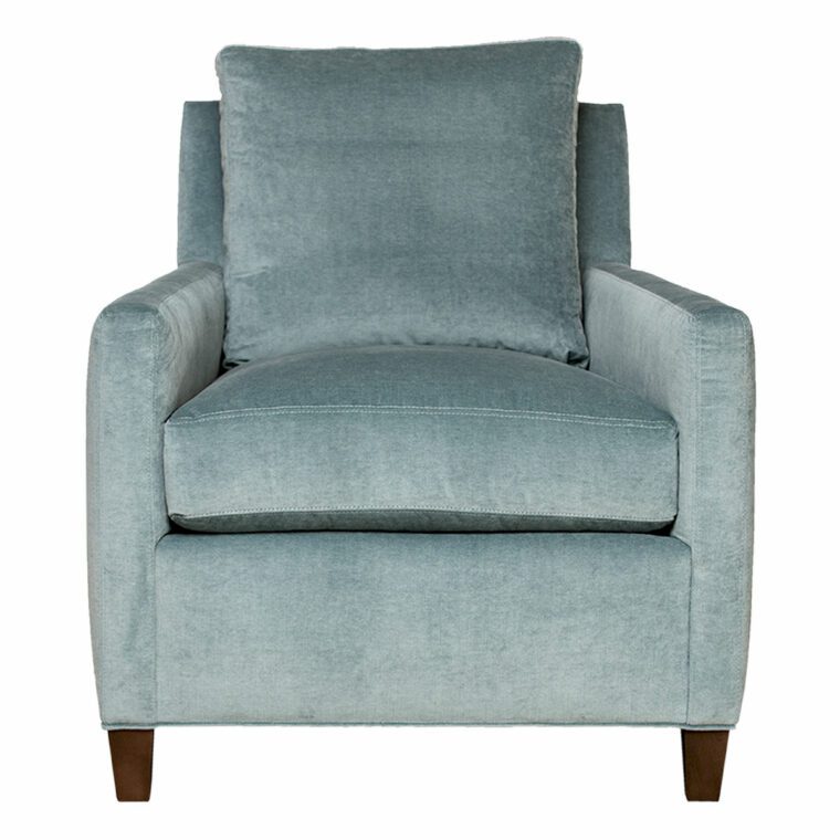 Caden Chair Upholstered in Blue Sage Velvet