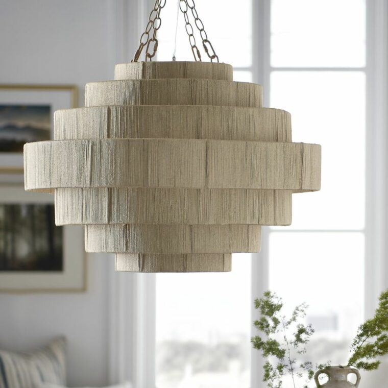 Round Finely Woven Rope Chandelier - Image 3