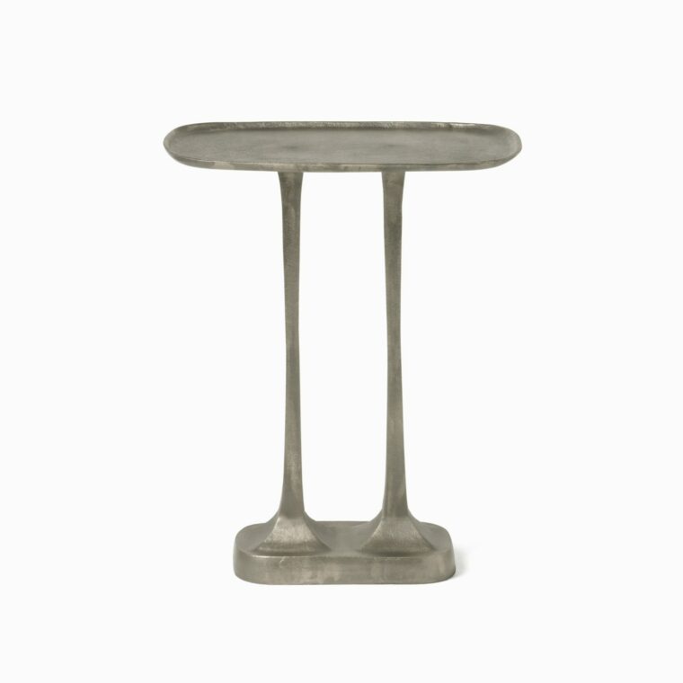 Brenna Accent Table in Antiqued Silver Metal