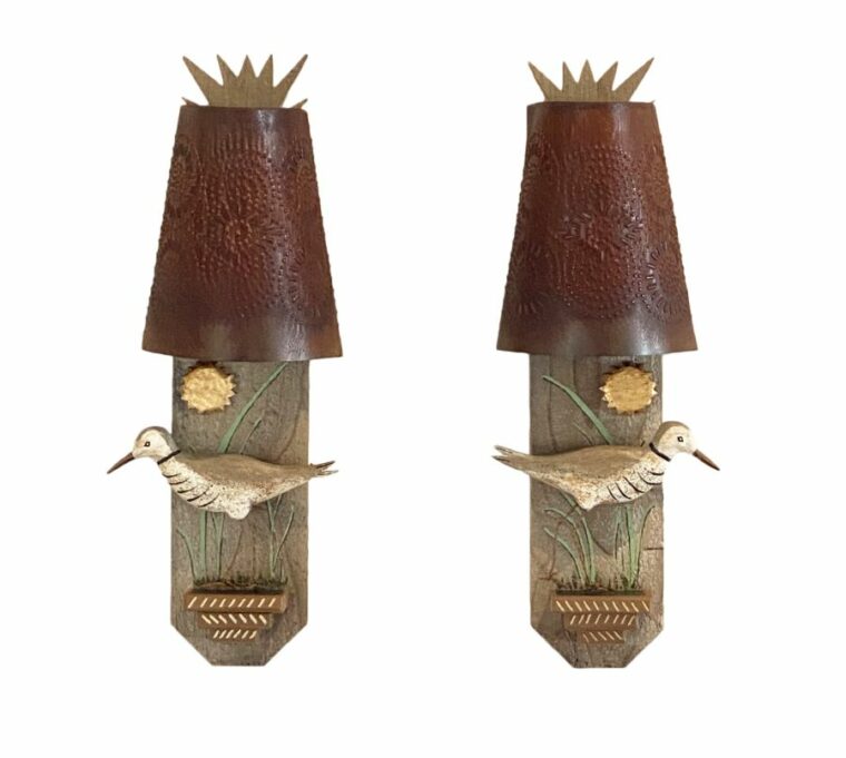 Hand Made Pair of Piper and Sun Sconces - Image 2