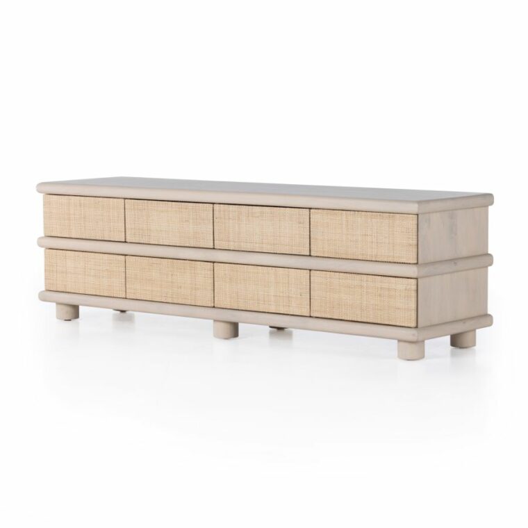 Light Mango Wood and Cane Media Console