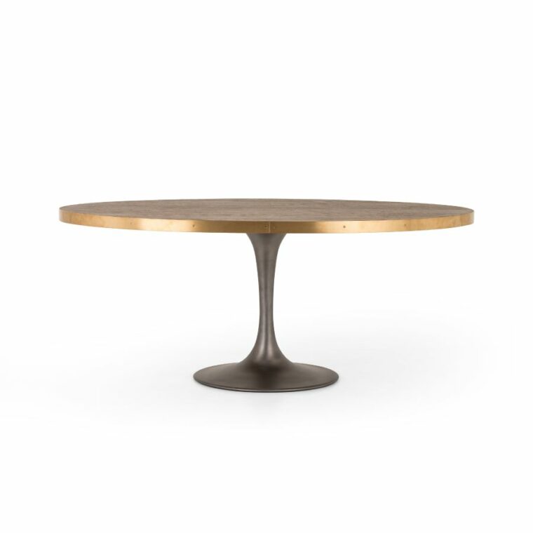 Small Oval Grey Iron Tulip Base Dining Table