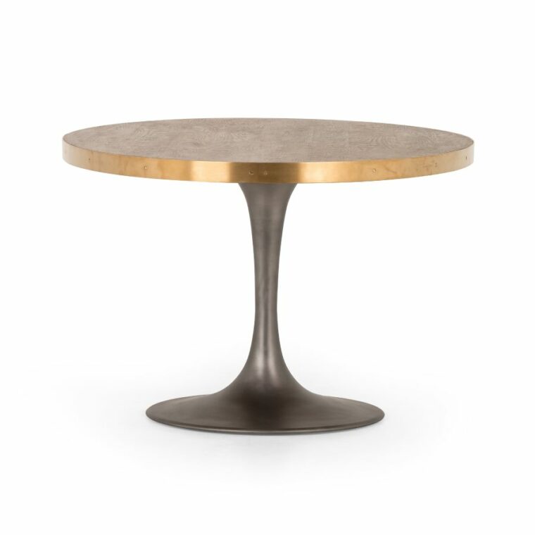 Small Oval Grey Iron Tulip Base Dining Table - Image 3