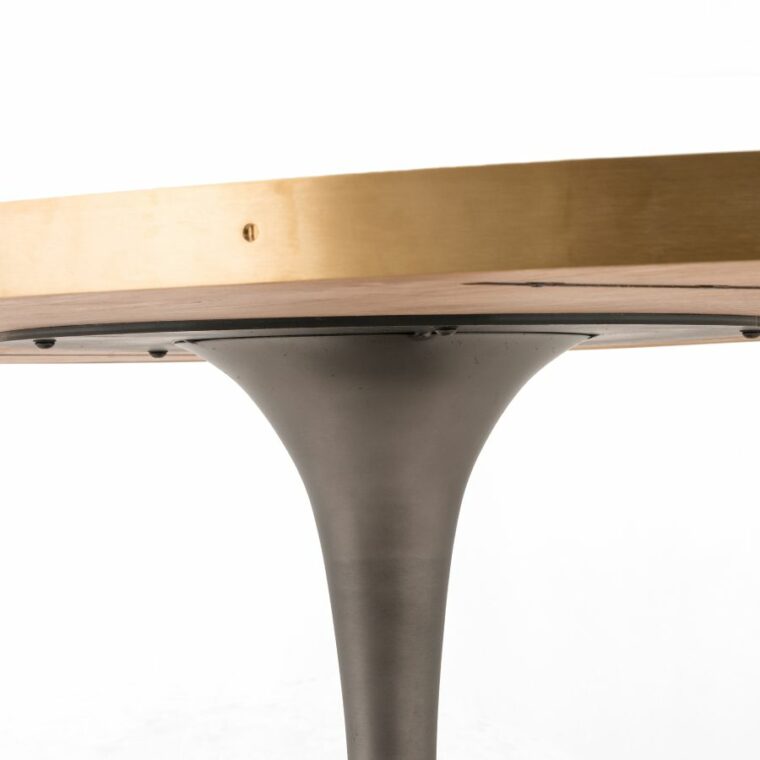Small Oval Grey Iron Tulip Base Dining Table - Image 4