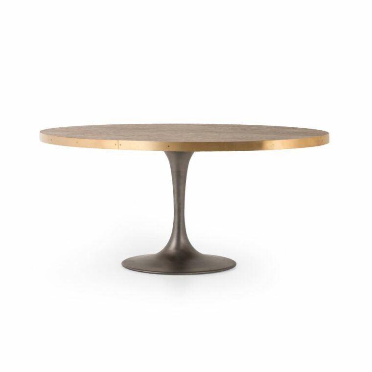 Small Oval Grey Iron Tulip Base Dining Table - Image 2