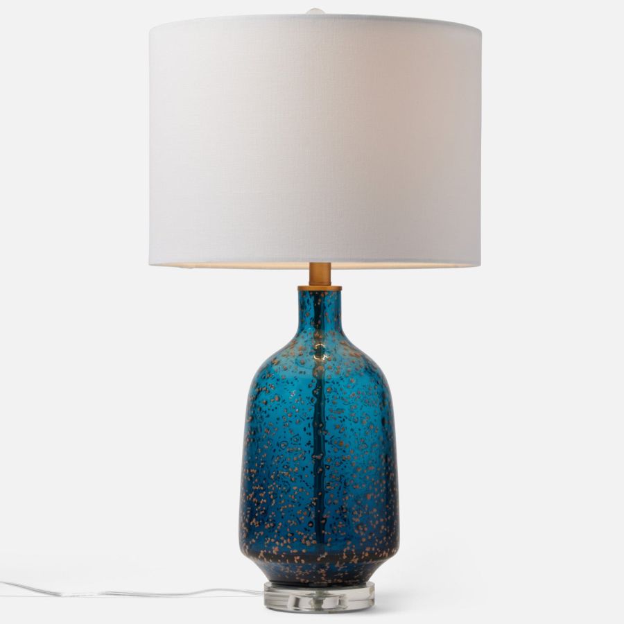 aqua blue glass lamp