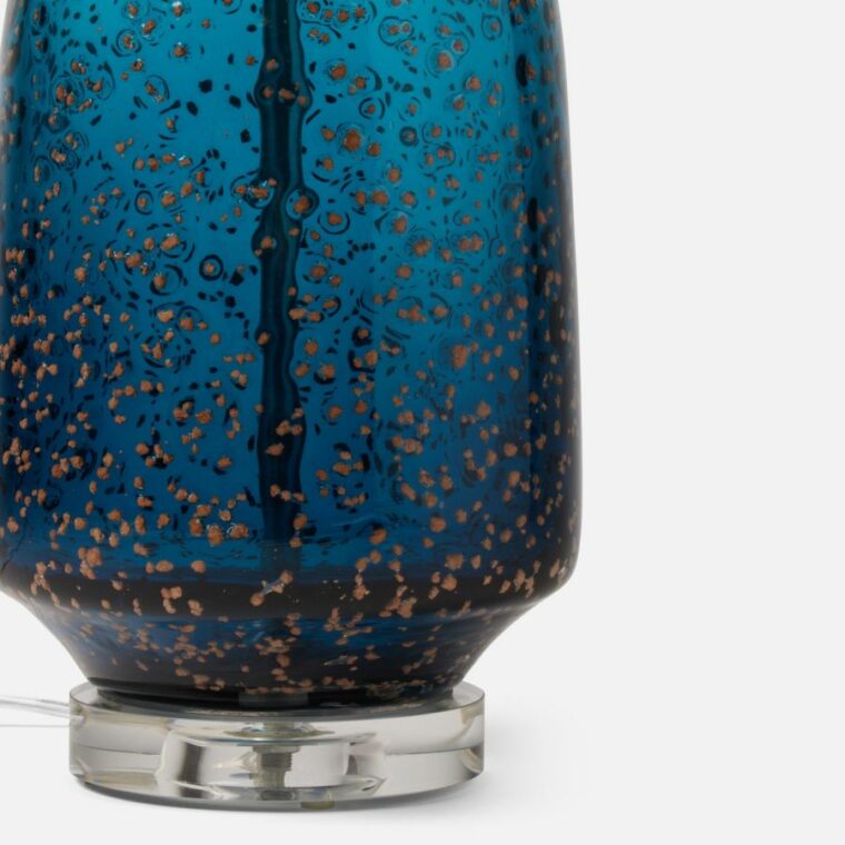 Bottle Aqua Blue Glass Lamp with Gold Flecks - Image 4