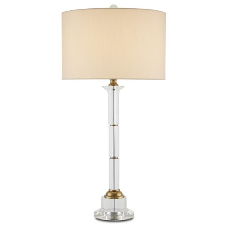 Crystal and Brass Column Table Lamp