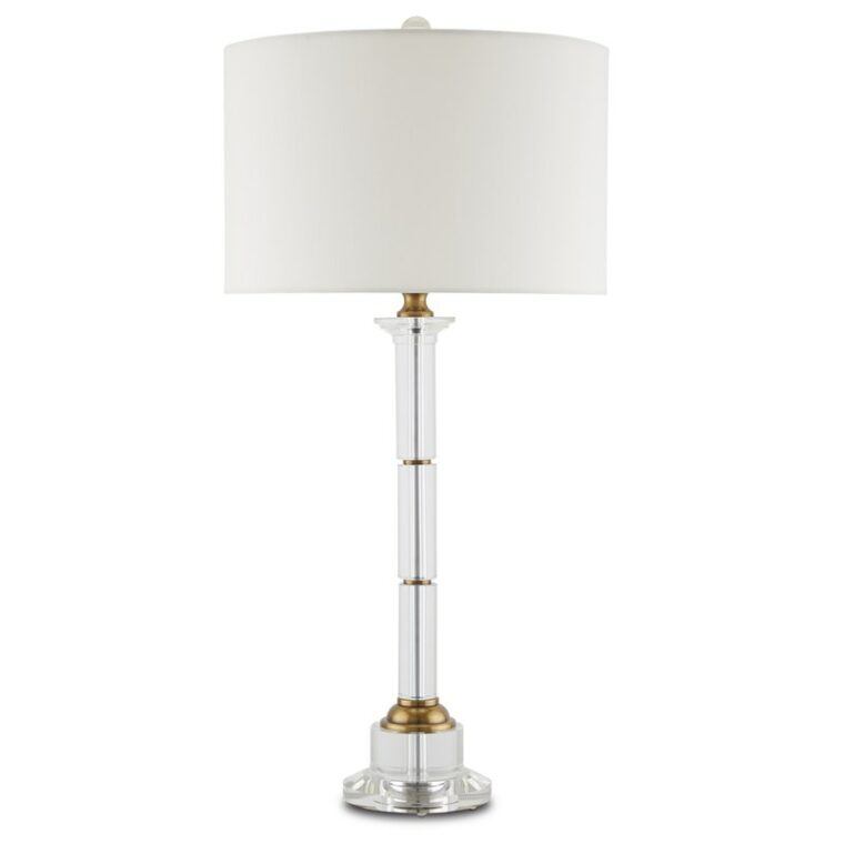 Crystal and Brass Column Table Lamp - Image 2