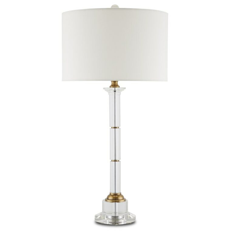 Crystal and Brass Column Table Lamp - Mecox Gardens