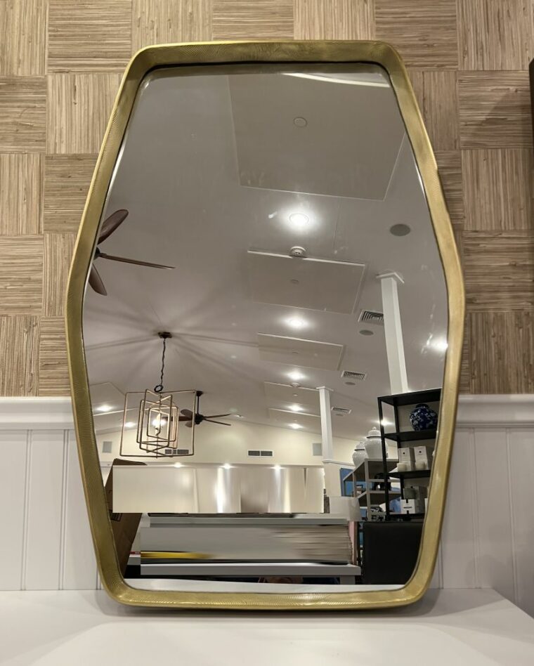 Etched Aluminum Mirror in Brass Finish - Image 9