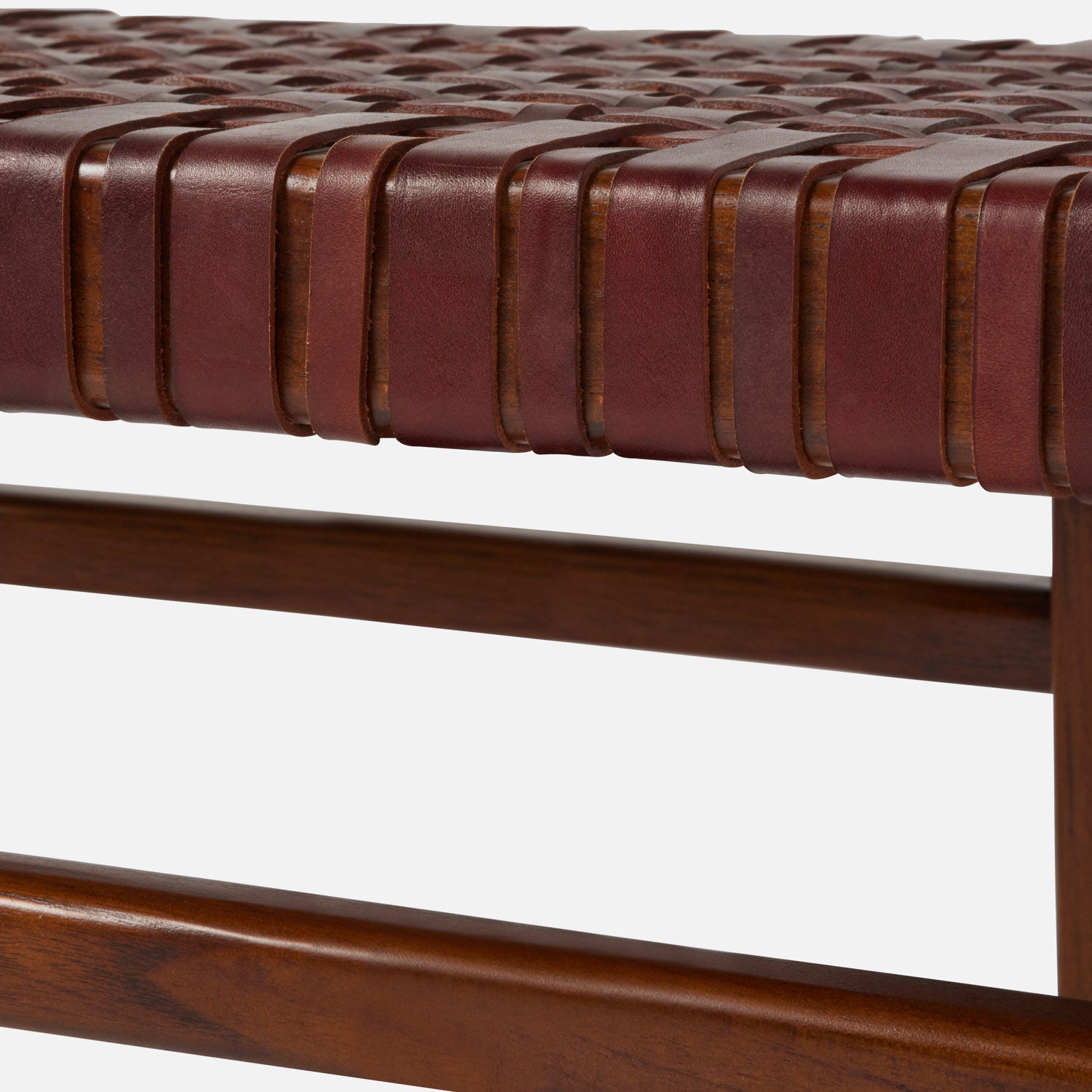 36 Woven Leather and Wood Bench - Mecox Gardens