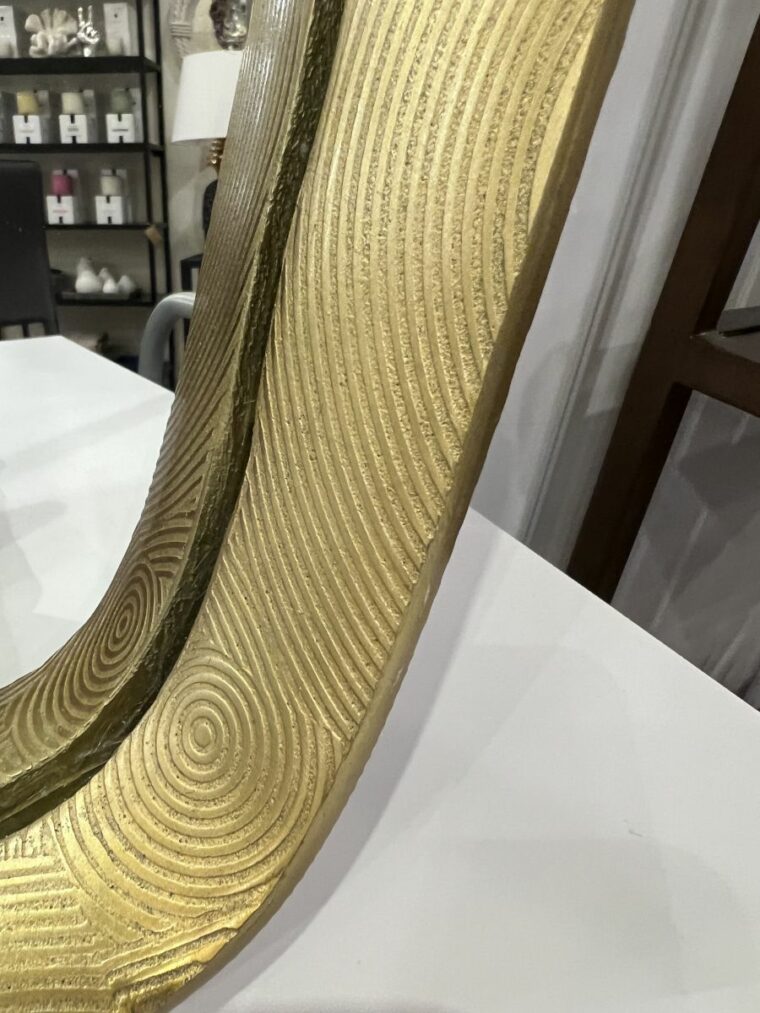 Etched Aluminum Mirror in Brass Finish - Image 6