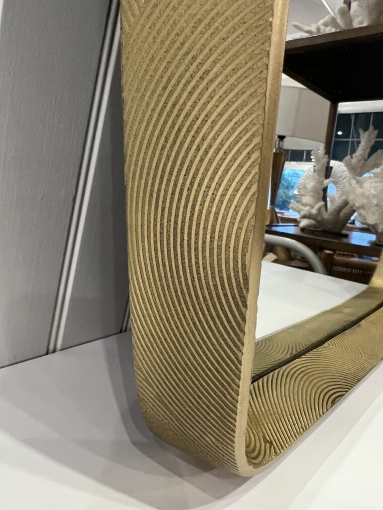 Etched Aluminum Mirror in Brass Finish - Image 7