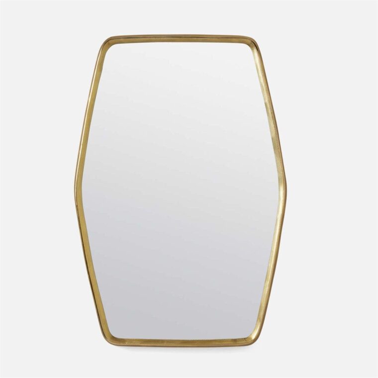 Etched Aluminum Mirror in Brass Finish