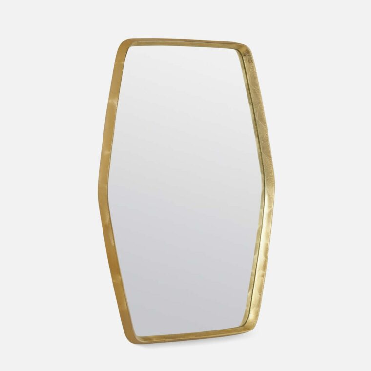 Etched Aluminum Mirror in Brass Finish - Image 2