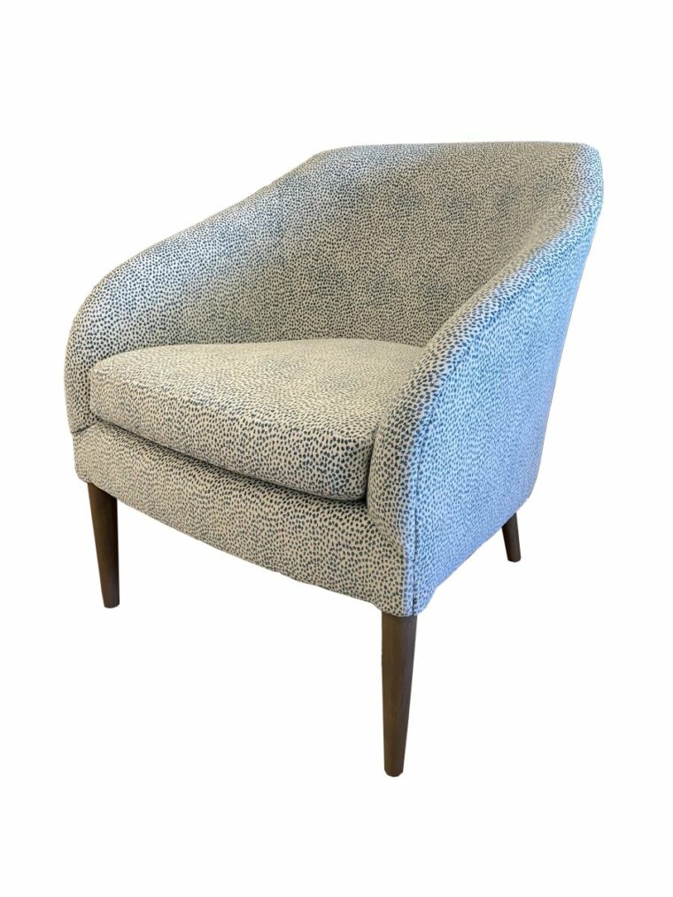 Mills Upholstered Chair in Teal Spotted Fabric