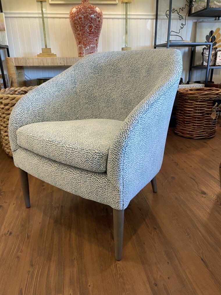 Mills Upholstered Chair in Teal Spotted Fabric - Image 2