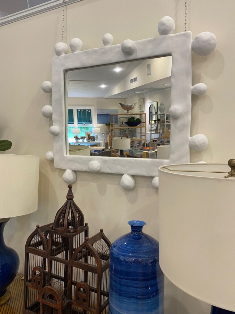 White Shape Shifting Mirror with Ball Decor