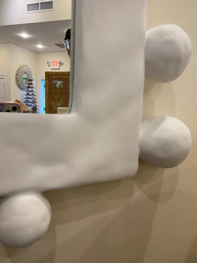 White Shape Shifting Mirror with Ball Decor