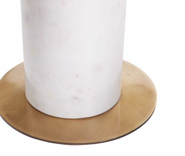 Cylindrical Black Wood and White Marble Side Table - Image 4