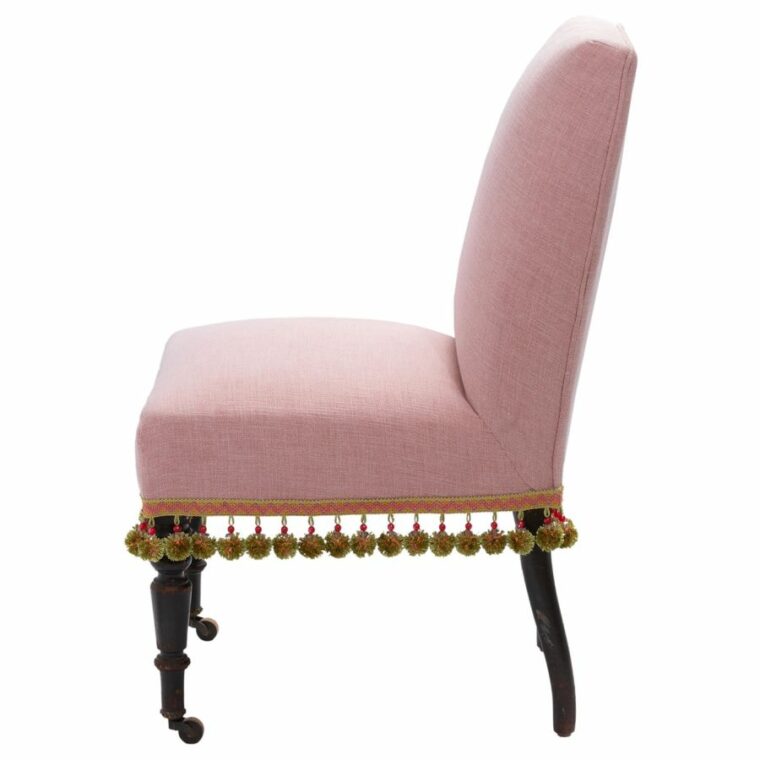 Antique French Napoleon III Style Pink Slipper Chair - Image 3