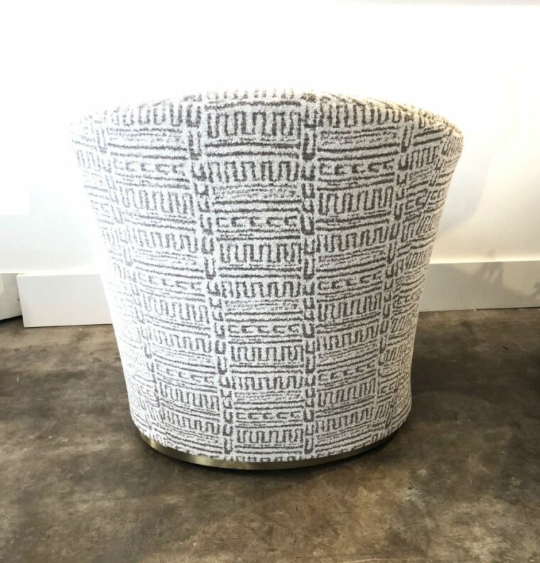 Arlette French Moderne Swivel Chair in Chenille Pattern
