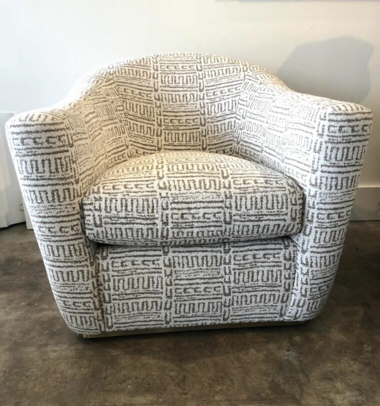 Arlette French Moderne Swivel Chair in Chenille Pattern